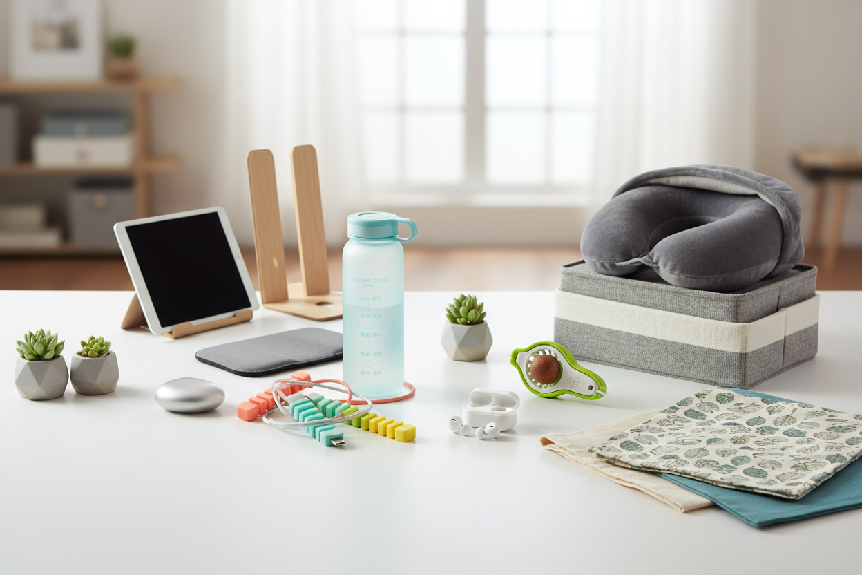 añade diferentes productos que solucionan problemas a la gente en la vida diaria que sea entretenida, bonita e interesante